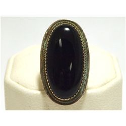 Navajo Onyx Sterling Silver Women's Ring - Herman Lee