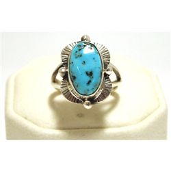 Navajo Sleeping Beauty Turquoise Sterling Silver Women's Ring - Mary Ann Spencer