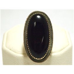 Navajo Onyx Sterling Silver Women's Ring - Herman Lee