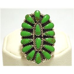 Navajo Green Turquoise Sterling Silver Women's Ring - Renee Williams