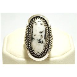 Navajo White Buffalo Sterling Silver Women's Ring - Eugene Belone