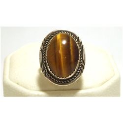 Navajo Tiger's Eye Sterling Silver Women's Ring - Herman Lee