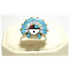 Image 1 : Zuni Multi-Stone Inlay Sun Face Sterling Silver Women's Ring - Emma Romancito