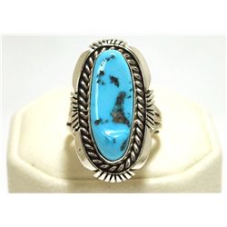 Navajo Sleeping Beauty Turquoise Sterling Silver Women's Ring - Eugene Belone
