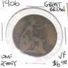 Image 1 : 1906 GREAT BRITAIN ONE PENNY WORLD BOOK VALUE IS $6.00 *VERY FINE GRADE*!!