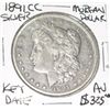 Image 1 : 1891-CC *CARSON CITY MORGAN SILVER DOLLAR EXTREMELY RARE KEY DATE RED BOOK VALUE IS $325.00 AU GRADE