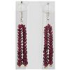 Image 1 : 26.75ct 2 Row Faceted Ruby Silver Hook Earring