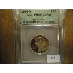 1996-S WASHINGTON QUARTER ICG PR69 DCAM