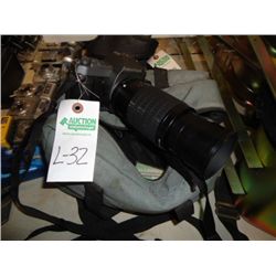 Pentax zoom camera with accessories and carry case