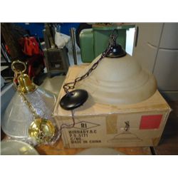 Set of 10 glass hanging lamps