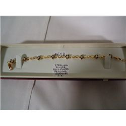 Gold plated sterling silver bracelet with genuine sapphires