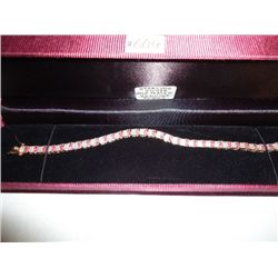 Gold plated sterling silver and genuine ruby bracelet 2.72ct