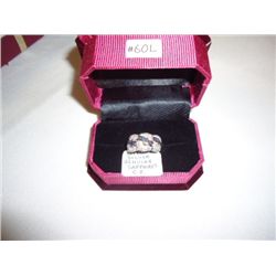 Sterling silver and genuine sapphire and C.Z ring