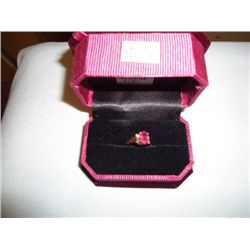 10kt Gold genuine ruby and diamond ring