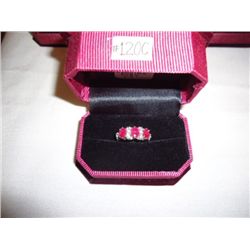 Sterling silver and genuine ruby and C.Z ring 2.37ct