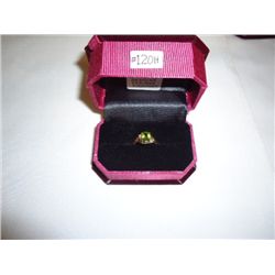 10kt gold genuine peridot and diamond ring