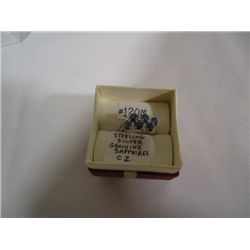 Sterling silver ring with genuine sapphires and C.Z.