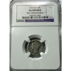 1916D Mercury dime  NGC03 scr  VERY MINOR