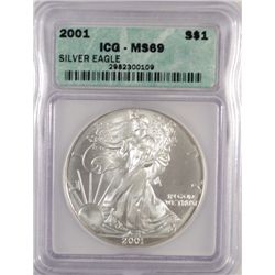 2001 silver eagle  ICG69 est $45-$50