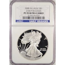 2008W proof early release silver eagle NGC PF70UC est $70-$75