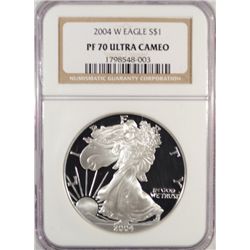 2004W proof early release silver eagle NGC PF70UC est $70-$75