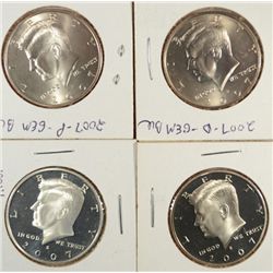 2007PD S proof clad and silver Kennedy half $ GEMSest $30-$35