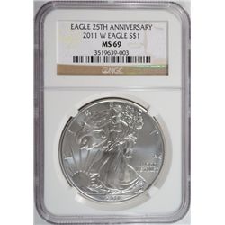 2011 W EAGLE 25 TH ANNIVERSARY NGC MS 69