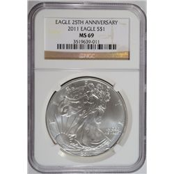 2011 EAGLE 25 TH ANNIVERSARY NGC MS 69