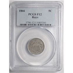 1866 Shield nickel  PCGS12    est  $50-$60