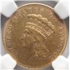 Image 2 : 1855  $3  gold NGC AU dmgd---Has a small mark in front of face