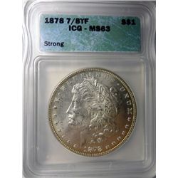 1878 7/8 MORGAN DOLLAR ICG MS63 NICE!