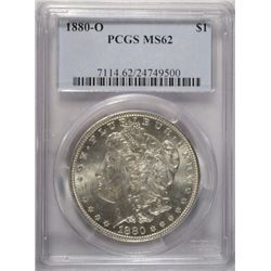 1880-O MORGAN DOLLAR PCGS MS62, IT'S  63 