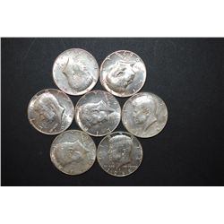 1965-69 US Kennedy Half Dollar $3.50 Face Value; 40% Silver; Lot of 7; EST. $45-55