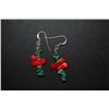 Image 1 : Red & Green Stone Drop Earring Set; EST. $5-10
