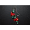 Image 2 : Red & Green Stone Drop Earring Set; EST. $5-10