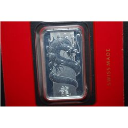 2012 P.A.M.P. Lunar Calendar Series "Dragon" Silver Ingot; 999 Silver 10 Gram; EST. $50-75