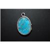 Image 2 : Sterling Silver Oval Shaped Leaf Design Bezel With Turquoise-Like Stone Charm; .925 Silver; EST. $20