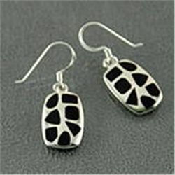 Sterling Silver &   Onyx Inlay Earrings