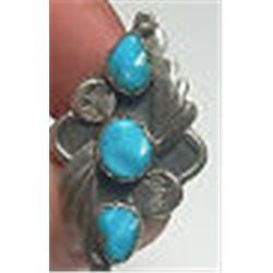 Vintage Navajo Handcrafted Sterling Silver & Turquoise Ring