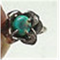 Vintage Navajo Handcrafted Sterling Silver & Turquoise Ring