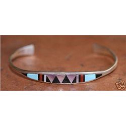 Sterling Silver Zuni Native American Indian Multi-Gemstone Bracelet by Cena