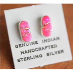 - Zuni Sterling Silver Created Opal Earrings