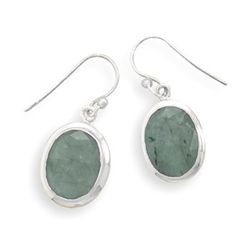 Sterling Silver & Emerald French Wire Earrings