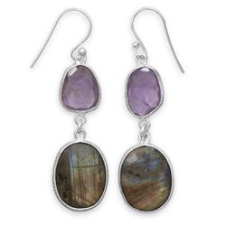 Freeform Amethyst & Labradorite Earrings