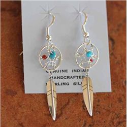 - Navajo Sterling Silver Dream Catcher Earrings