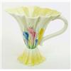 Image 1 : A CLARICE CLIFF SUNGLEAM CROCUS JUG of fluted trumpet shape on inverted matching foot, with scroll h