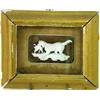 Image 1 : A FINELY CARVED IVORY SPORTING DOG retreiving a duck, mounted an incised wood panel of trees, 2" x 3