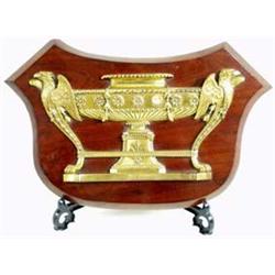 A FINE REGENCY ORMOLU FURNITURE MOUNT in the form of an urn with eagle head and wing end support, te