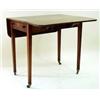 Image 1 : A 19TH CENTURY MAHOGANY PEMBROKE TABLE with "D" shaped drop leaves, having a single drawer with oppo
