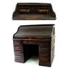 Image 1 : A LATE 19TH CENTURY OAK ROLL TOP DESK the tambour front enclosing drawers and pigeon holes, having a